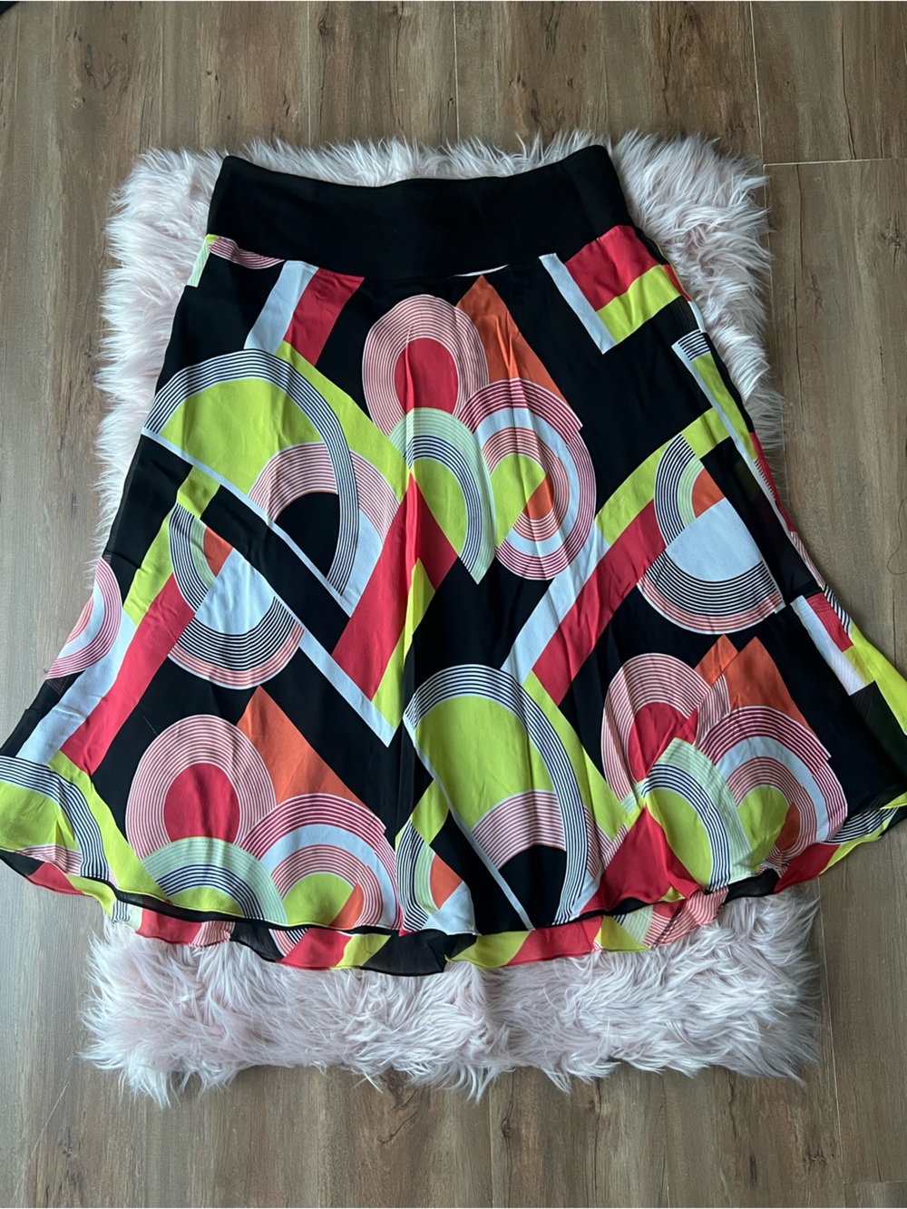100% Silk Retro Plus Size Jones New York Black Midi Skirt